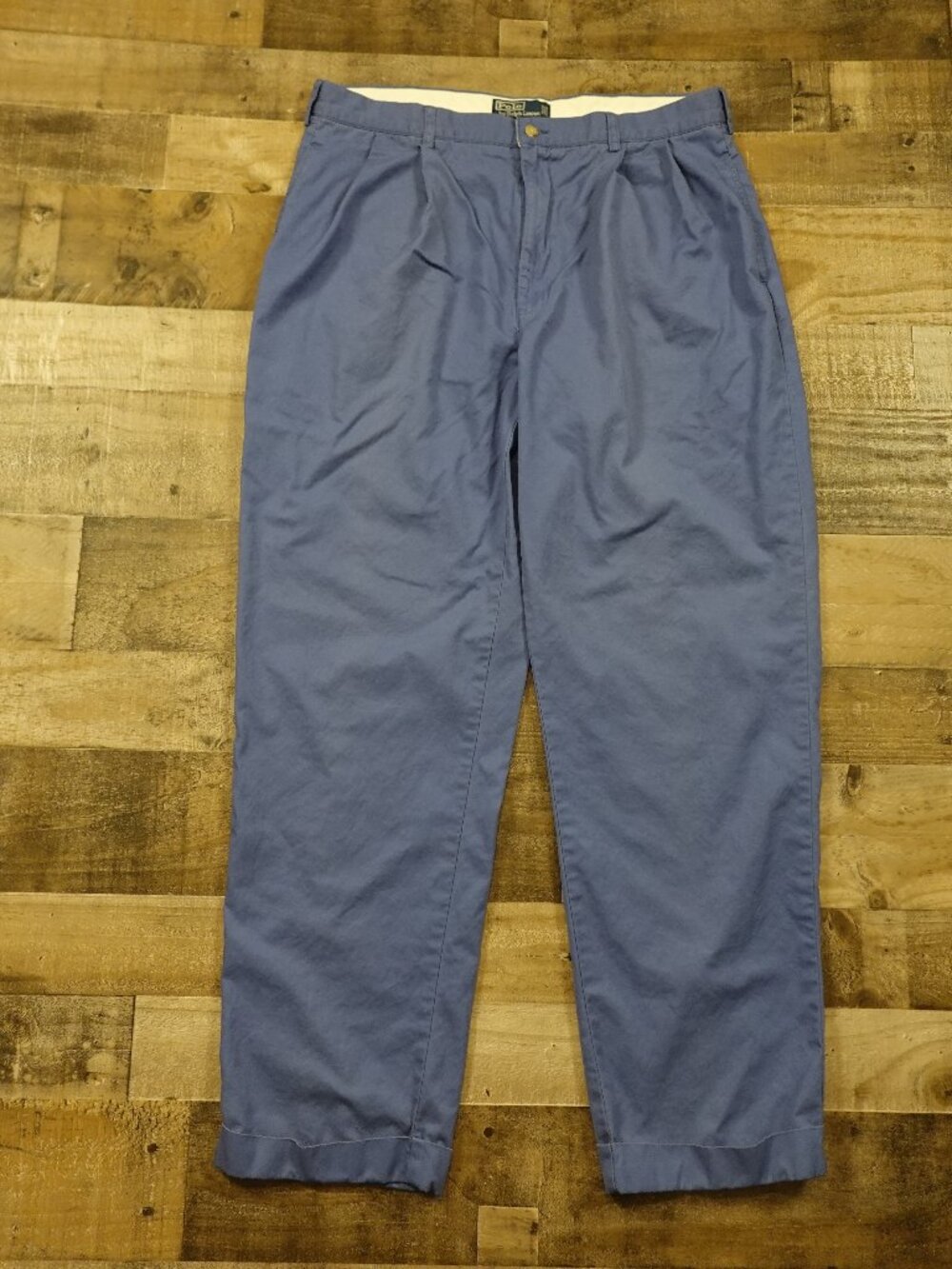 Polo Ralph Lauren Hammond Pants Men’s 38x32 Blue Pleated Cotton Chino